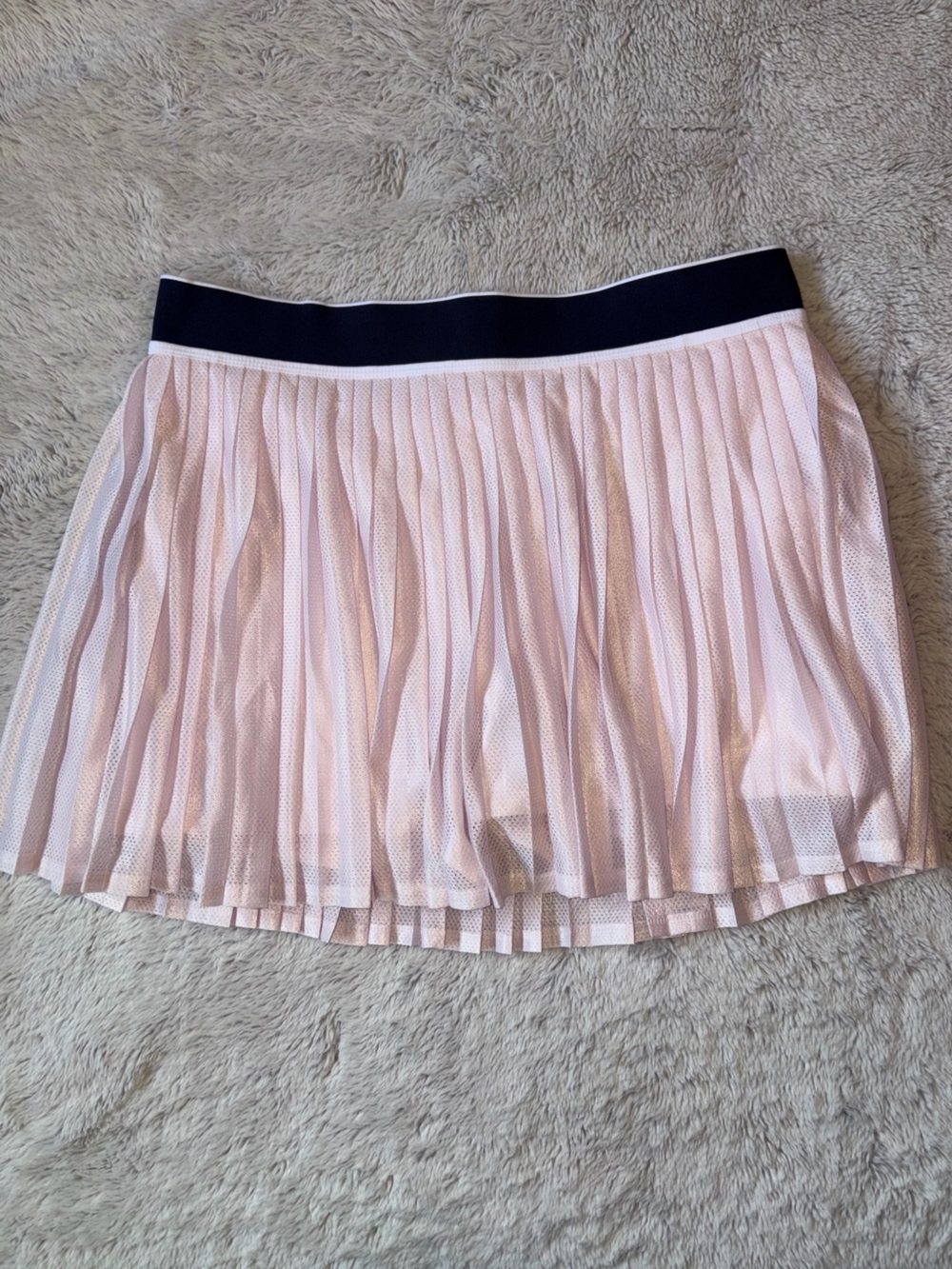 Athleta Pale Pink Pleated Skort with Navy Logo Waistband - Size L - Like New